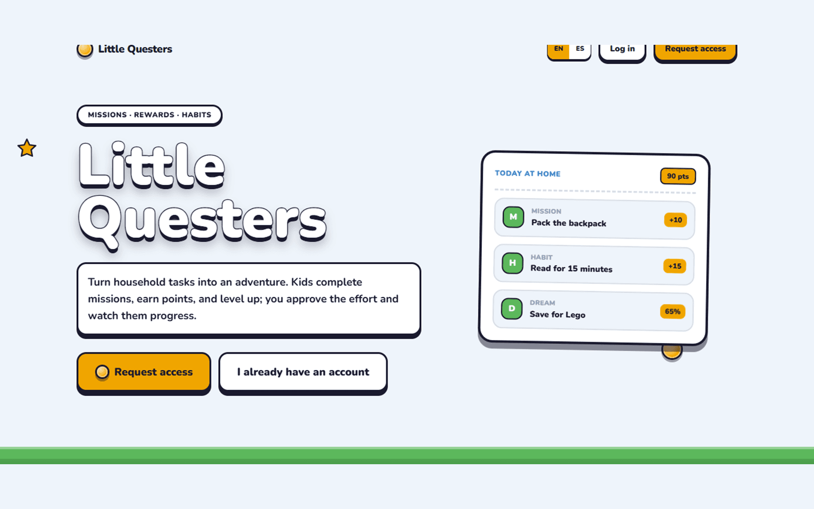 Vista previa pública sintética de misiones de Little Questers